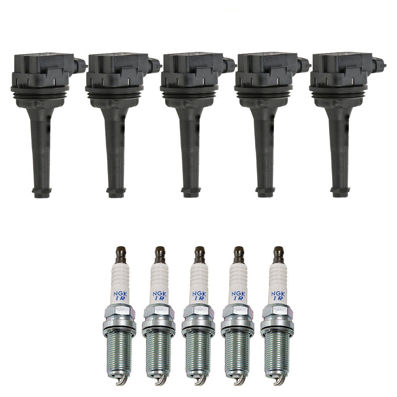 Bosch 5 Ignition Coil NGK 5 Laser Iridium Spark Plug Kit For Volvo V70 2.4 L5
