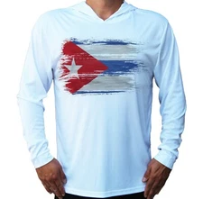 Cuban Flag of Cuba Sport UV Protected UPF 50 Long Sleeve T-Shirt Hood Fishing