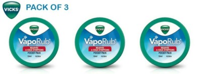 3 x 10 ml Vicks VapoRub Dampfreiben im Taschenformat | Husten Erkältung Grippe Ablaufdatum 12/2026 | UK