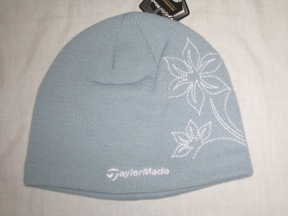 BNWT  TAYLORMADE  Fleece Lined Floral Chelsea Beanie Hat  Blue
