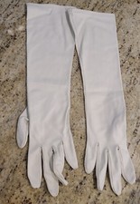 Vintage Womens Size XS S 6.5 Beige Nylon Formal 15" Long Gloves Textured