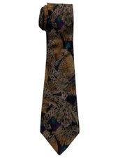 Ferrell Reed for Nordstrom Mens Neck Tie Pheasant Bird Brown Purple Black Silk 