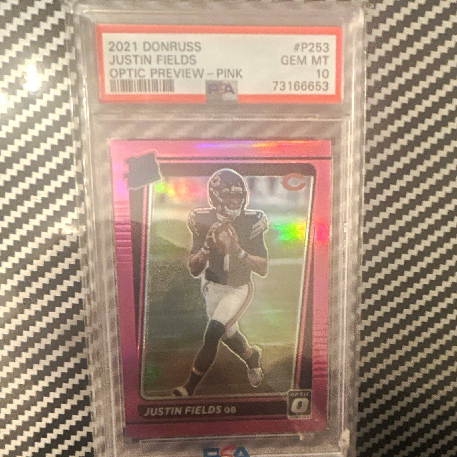 Justin Fields Panini Donruss #P253 Preview Pink Optic