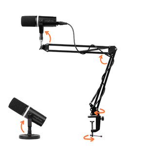 Microphone dynamique Wayfinder avec 360° Bras de boom, USB/XLR (WF-BROADCASTBOOM-MIC)