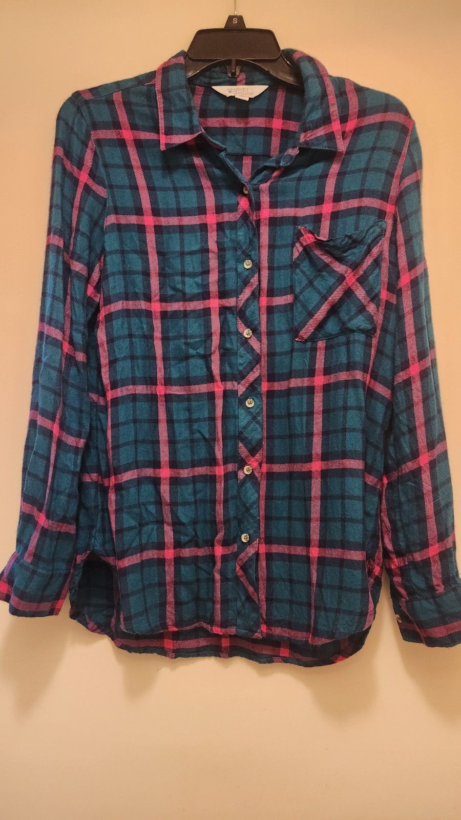 Market & Spruce Women's Long Sleeve Button Up Flannel, Small