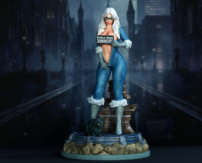 Black Cat, Felicia Hardy, Katze, sexy Pin Up, Statue, Figur, 3D Druck, UNBEMALT
