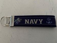 Navy Cotton Webbing Keychain/ Wristlet/ Keyfob