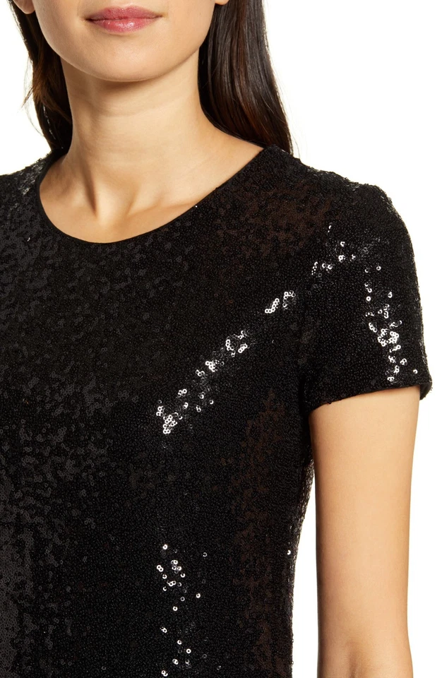 Camiseta Top Mujer Bailey 44 Edie Lentejuelas Manga Corta En Negro Nueva Talla S Foto 3 de 4