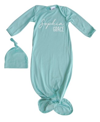 Personalized First  Middle Name Silky Baby Knotted Gown for Boys & Girls