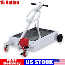 15 Gallon Oil Drain Pan W Pump 8ft Hose Low Profile Rolling Oil Drain Cart