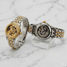 Anne Klein Skeleton Dial &Back Ladies TwoTone Automatic Rhinestone Accent 100ft 