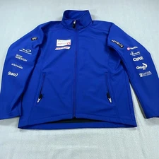 Descente Ski Team Jacket Mens 2XL Blue Softshell Whistler Cup Ski Sponsor Logos