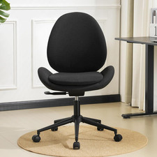 Chenille Armless Desk Chair with Wheels Adjustable Swivel Office Computer Chair