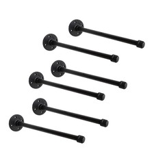 1/2" Industrial Black Iron Pipe Shelf Brackets, Rustic Wall Mounted DIY Shelv...
