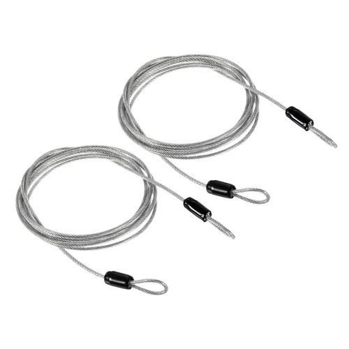Security Steel Cable 2.5mmx2m Coated Luggage Lock Rope w Loop Transparent 2Pcs - Picture 1 of 5