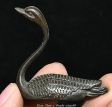 1.9"Old Chinese Dynasty Bronze Feng Shui Duck Beast Animal Pen wash Tray Statue