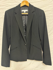 New York  Company Women's Black Stretch One-Button Blazer Notch Lapel 8