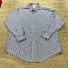 VTG Brooks Brothers Oxford Button Shirt 16.5 - 33 Blue White Hickory OCBD 90s