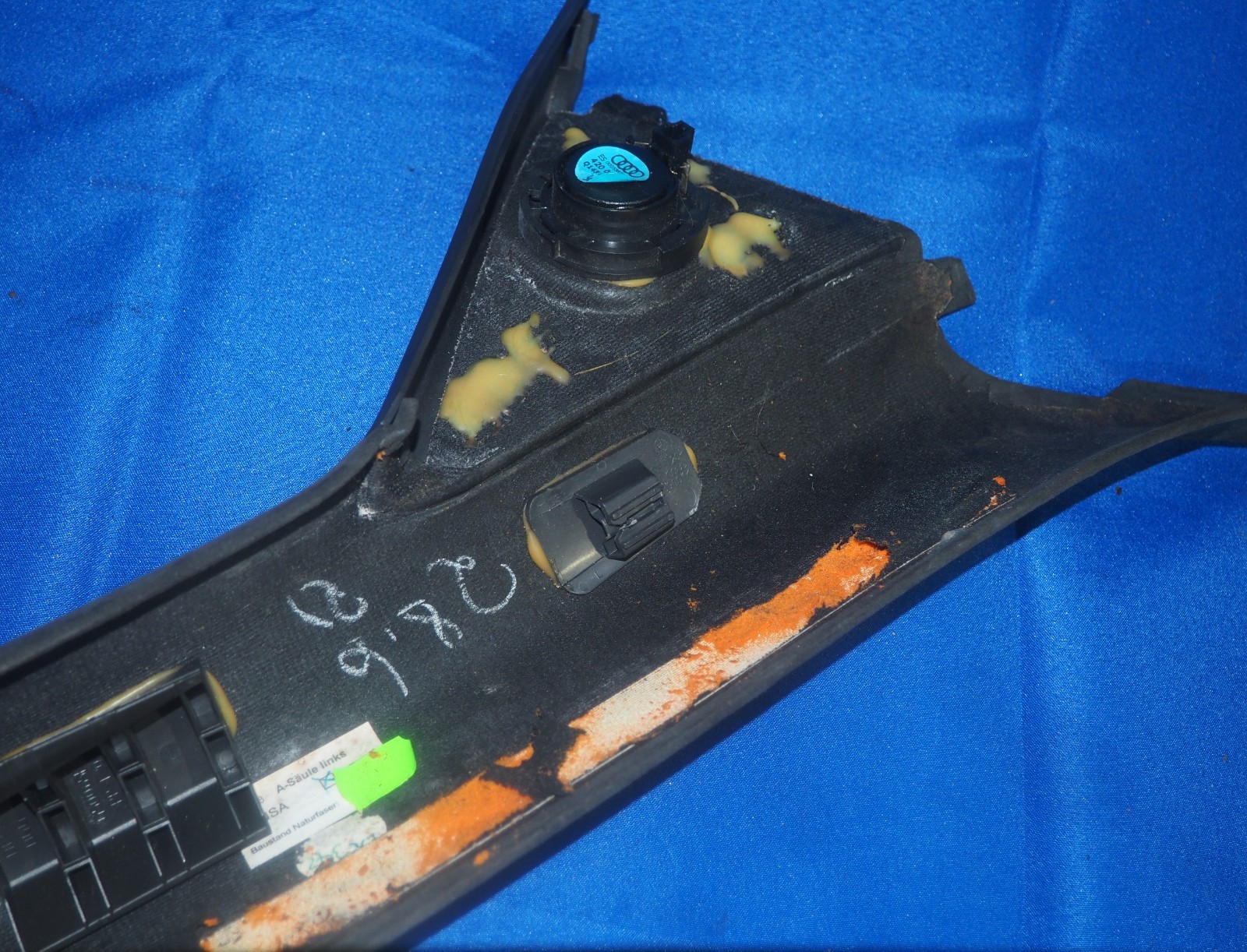 2008-2015 Audi R8 Type 42 Driver Left Interior A Pillar Trim Alcantara W/Speaker