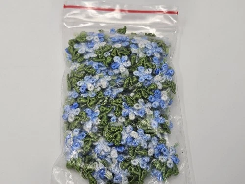144 pcs Vintage Mini Embroidered BLUE Spring Flower Sewing Craft Appliques