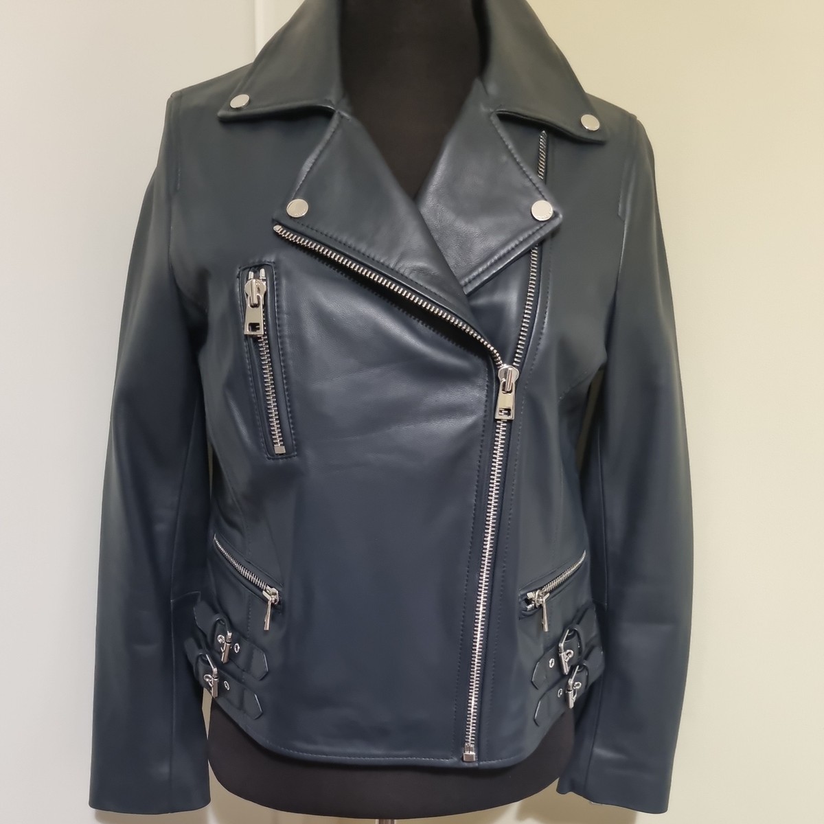 Autograph by M&S Ladies quality Leather Biker Style Jacket Size 12