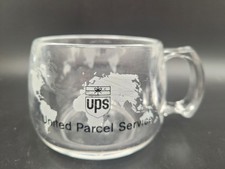 Vintage UPS Nescafe Nestle World Map Clear Mug United Parcel Service Made in USA