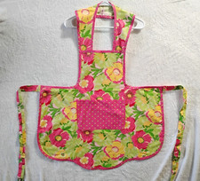 Vintage Full Bib Apron Pink Floral Grannycore