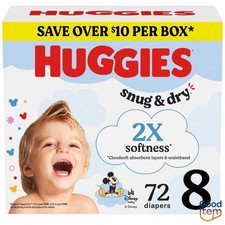 Huggies Snug  Dry Diapers - Size 8 - 72ct: Paraben-Free, Sulfate-Free,Non-Toxic