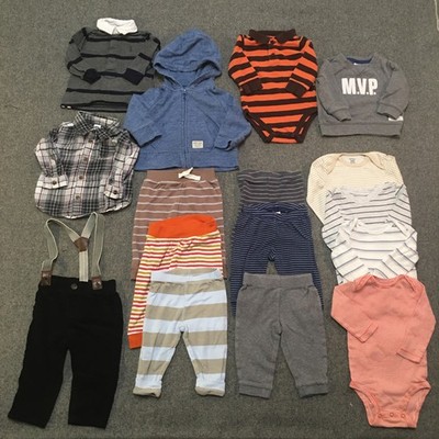 Baby Boy 6-9 Months Clothing Lot 16x Pieces Bulk Winter Colorful Striped