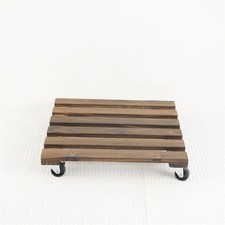 2Pcs Plant Pot Holder Wooden Mover Trolley Stand Wheel Garden Planter 30*30CM