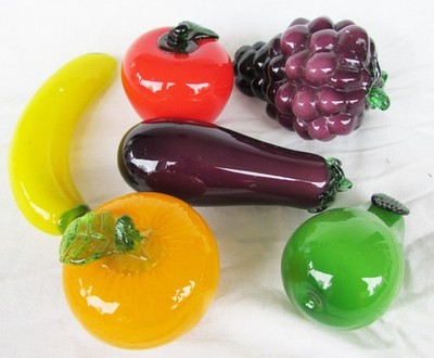Art glass fruit  Murano style choice of pear tomato banana eggplant grape orange