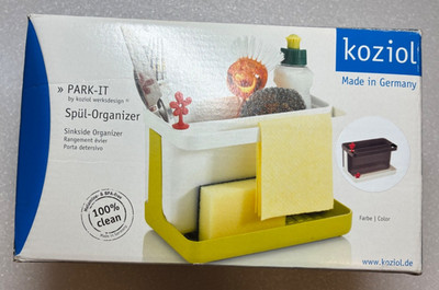 Koziol sink / rinse organizer for brush, sponge with drain plugs, German, new