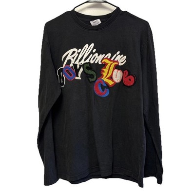 billionaire boys club t-shirt M Long Sleeve Black Appliqué Cotton Retro Graphic