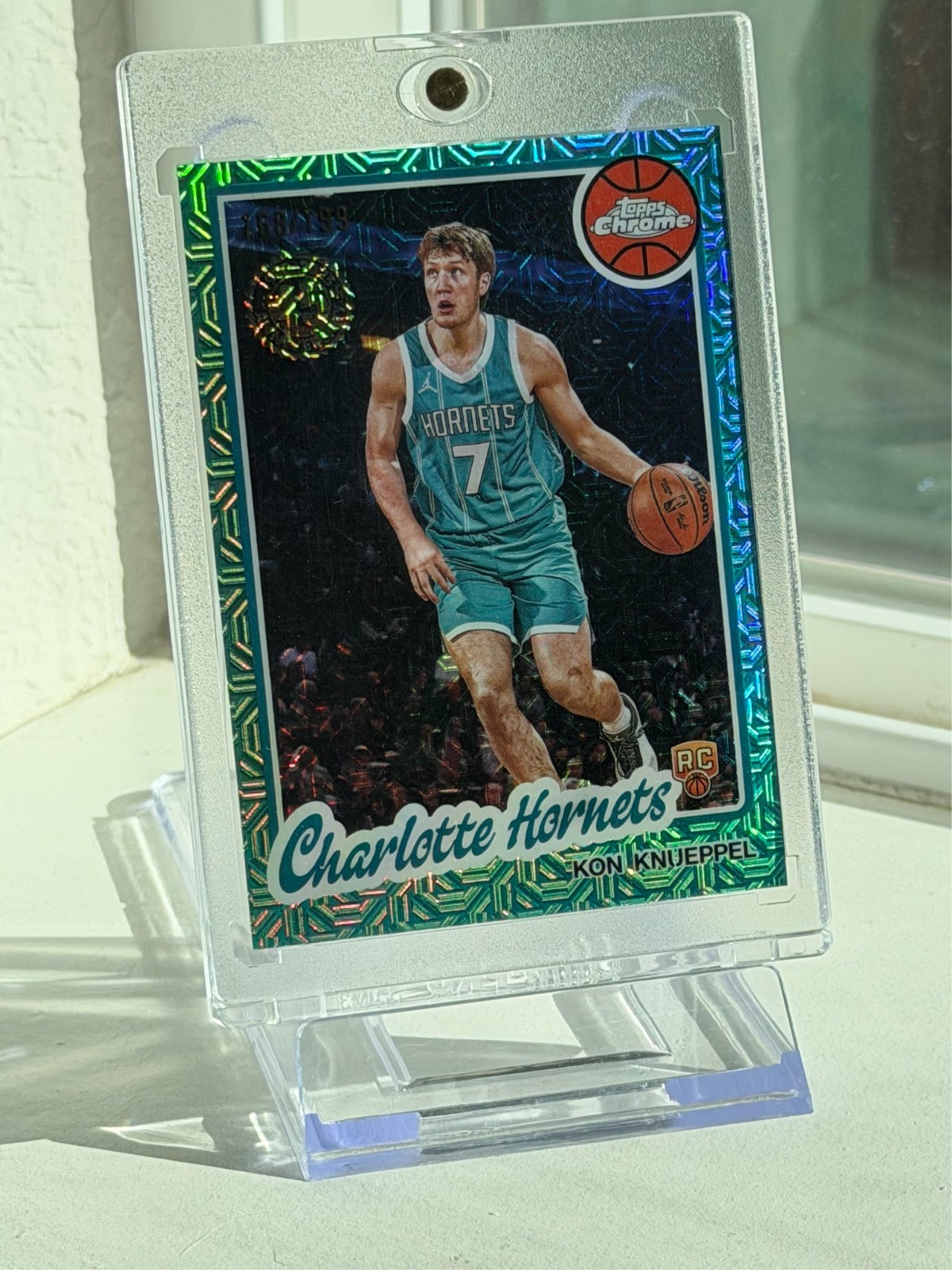 2025-26 Topps Chrome 1980 - Kon Knueppel - Aqua Mojo 168/199 (TC-KK)