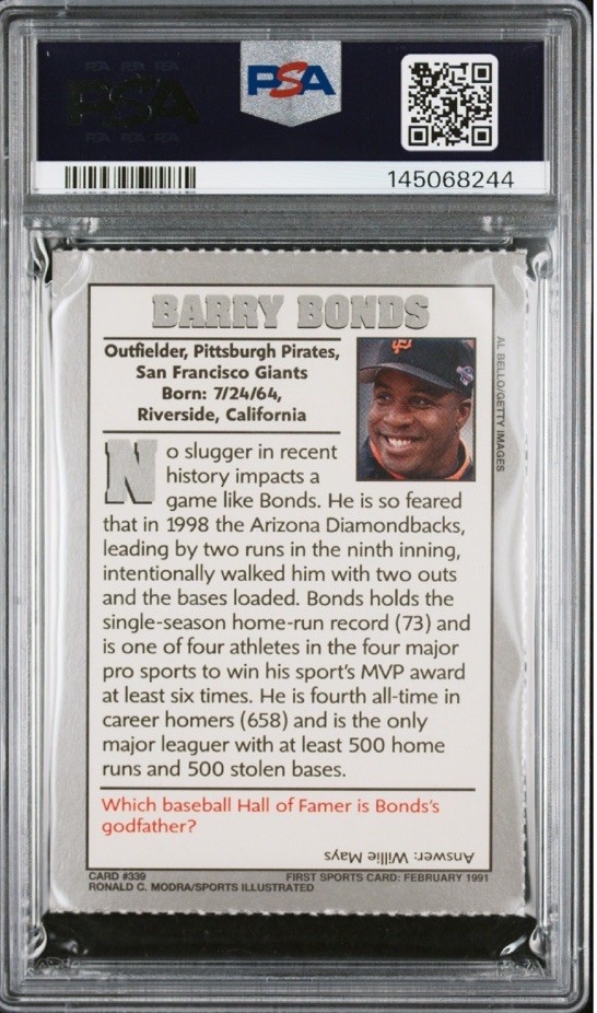 BARRY BONDS RARE Sports Illustrated for Kids SI 15TH ANNIVERSARY PIRATES PSA 9 view 2
