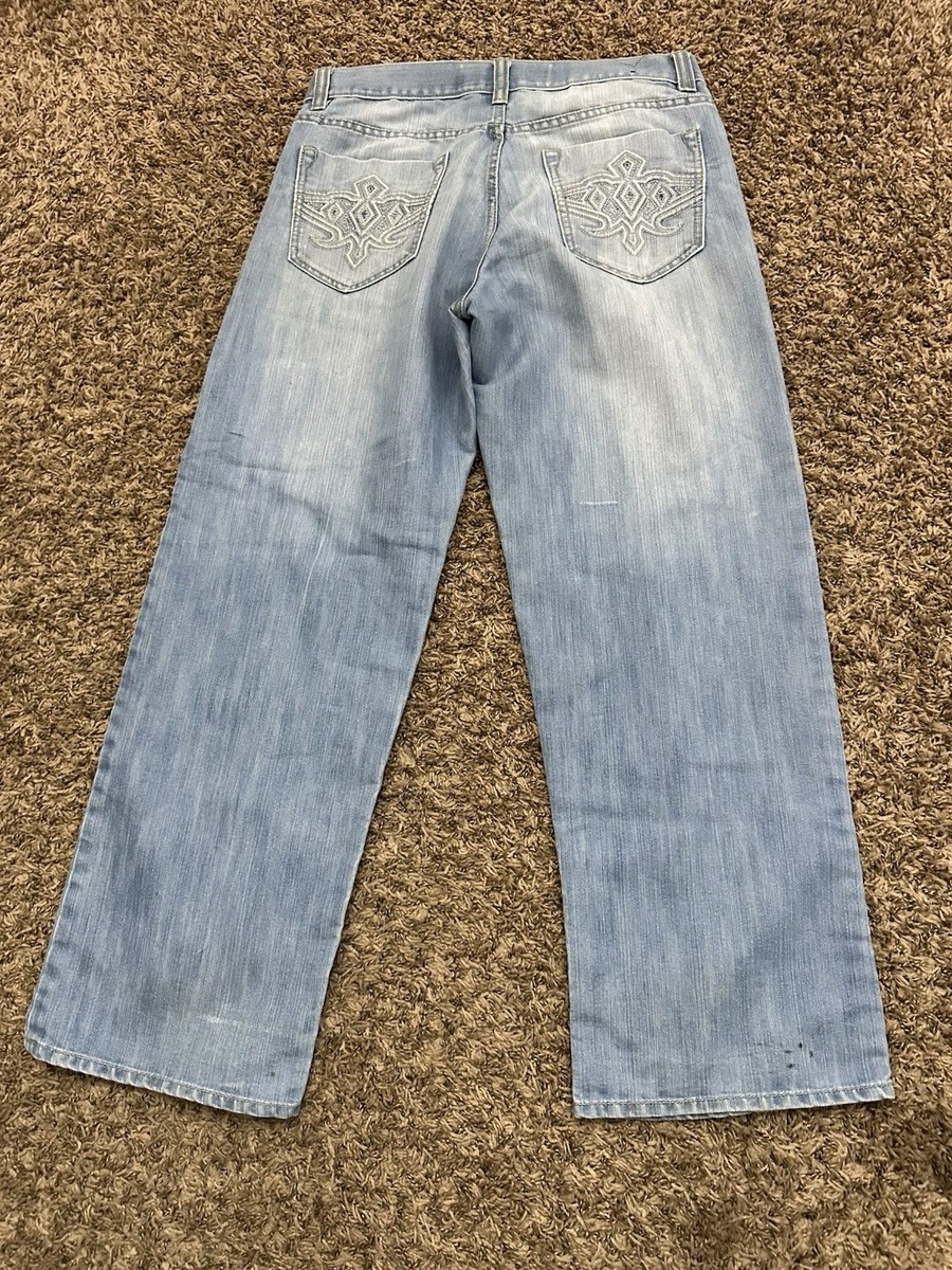 archive AVIREX all-in-one denim L 刺繍 Y2K Vintage Avirex Y2K Light Blue Jeans Baggy Mens Size 34 x 32 | eBay