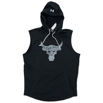 Under Armour Men's Project Rock Terry Sleeveless Hoodie Size L Black 1367108