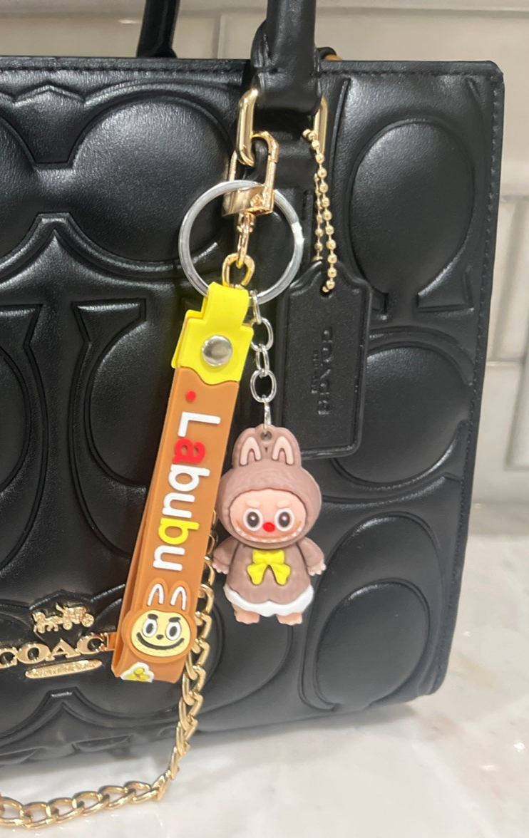 Brown Leather Keychain Bag Charm