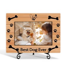 Wood Photo Frame Fits 4x6 Horizontal with Stand Dog Paws Memorial Picture Fra...