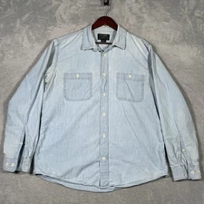 Filson Chambray Shirt Mens L Light Blue Double Pocket Workwear Cotton Casual CPO