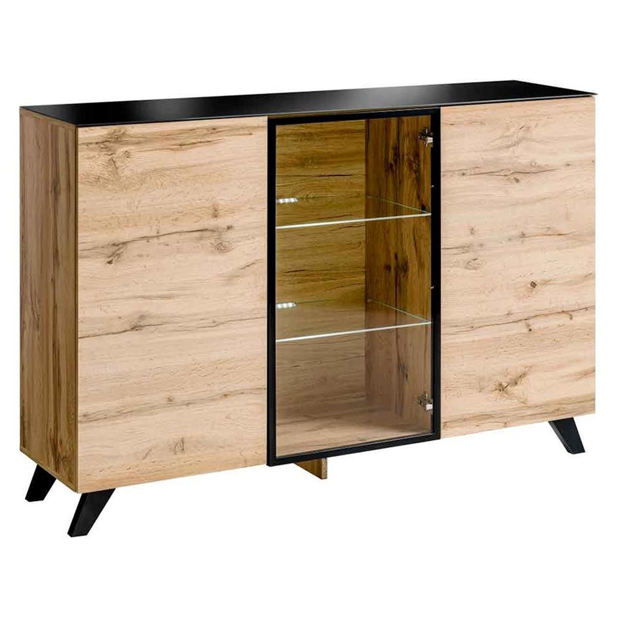 Buffet 3 portes Thin 150cm avec éclairage LED et grand rangement