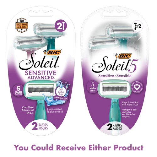 BIC Soleil Sensitive Advanced Women's Disposable Razors, 5 Blades, 2 Count - 第 8/8 張圖片