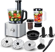 Multifunction Food Processor 1100W Blender Mixer 11-in-1 Chopper 3.2L Large Bow