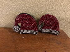 Set of 2 Rhinestone Santa Hat Hair Clips-2"