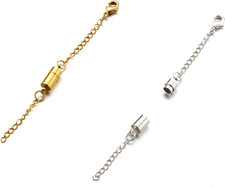 Magnetic Necklace Clasps with Extender Chains - Set of 2 Gold-Silver