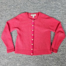 Appleseeds 100 Wool Pink Button Down Cardigan Sweater Sz M Cottagecore Vintage