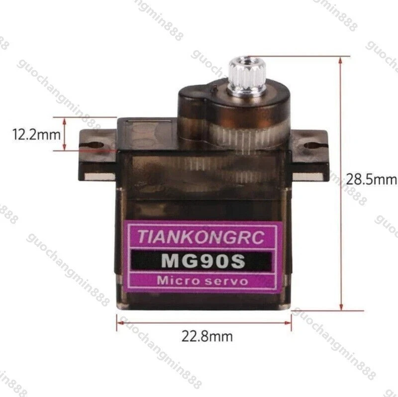 5x MG90S Mini Metal Gear Analog Servo mit Metallgetriebe Robot Hubschrauber DE - Bild 4 von 4