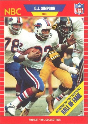 1989 PRO-SET ANNOUNCER O.J. Simpson INSERT BILLS USC Trojans HOF
