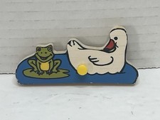 Fisher price Wooden Puzzle Replacement Pieces Farm Animals" 507 1979 Frog Duck