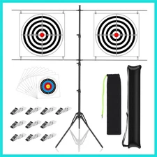 Adjustable Paper Target Stand with 10 Clips,10 Bullseye Targets, Shooting Tar...